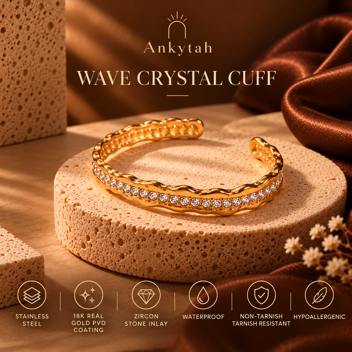 Wave Crystal Cuff